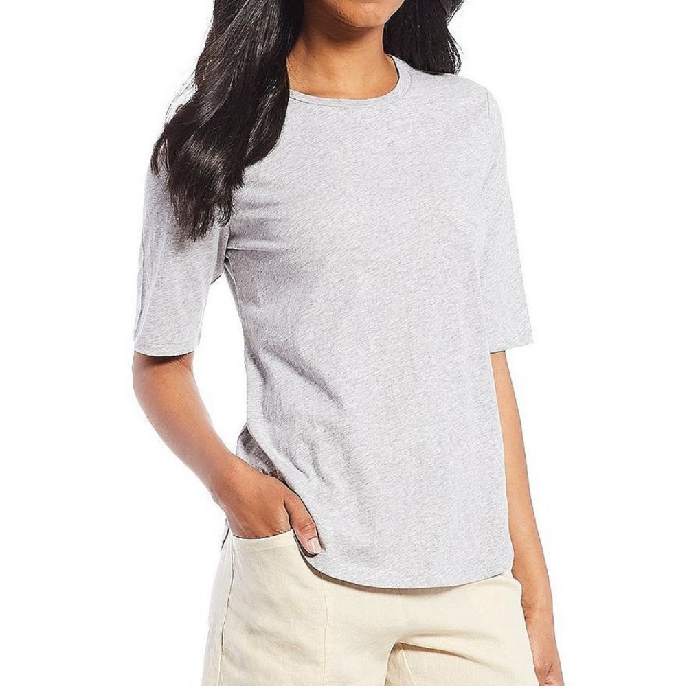 Eileen Fisher Round Neck Elbow Sleeve Top